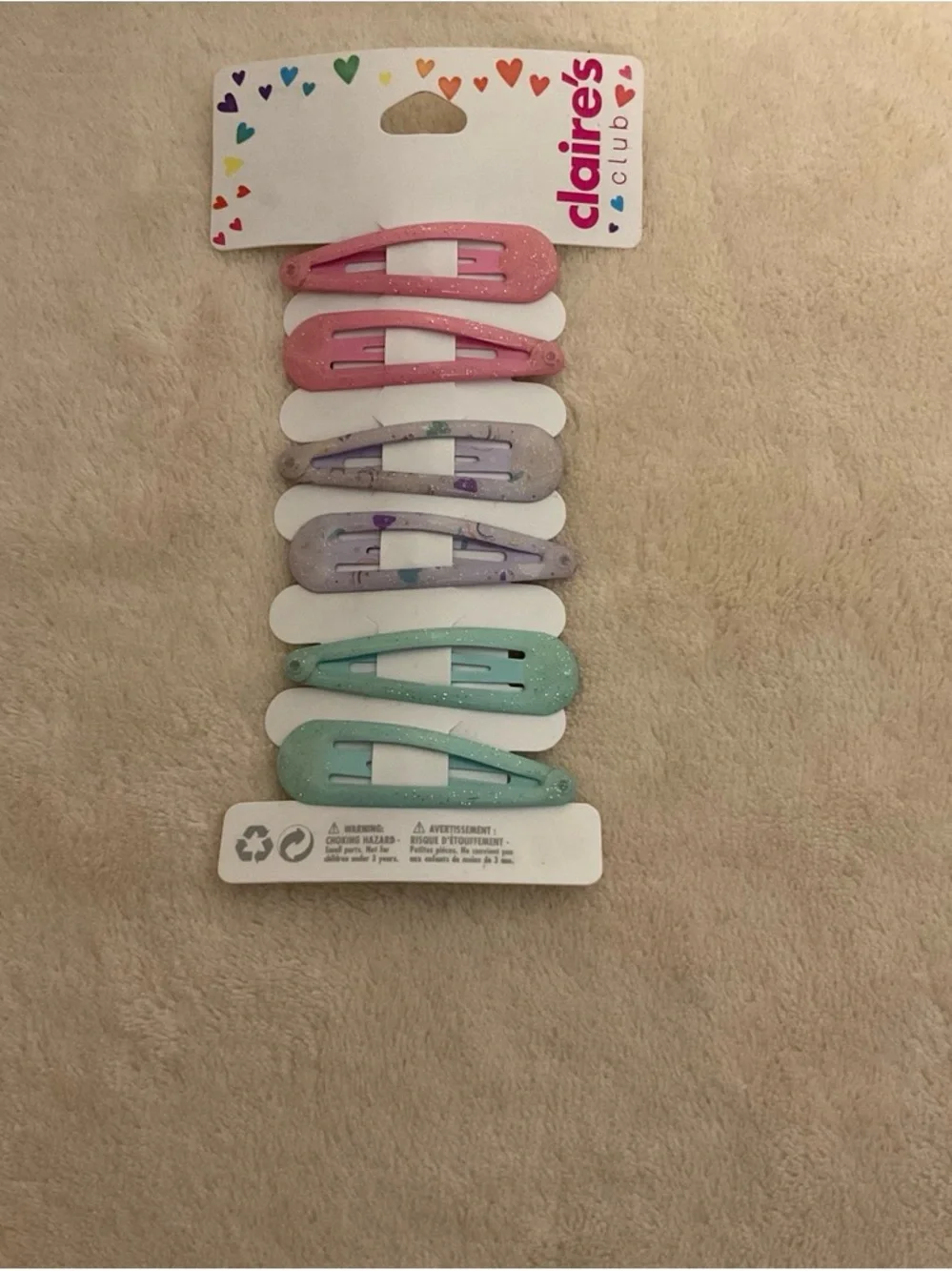 Claire's Glitter Snap Hair Clips - Pink, Purple, Mint